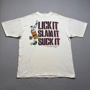 Vintage Graphic T Shirt Mens XL White Lick It Slam It Mexico 90s Souvenir Tee